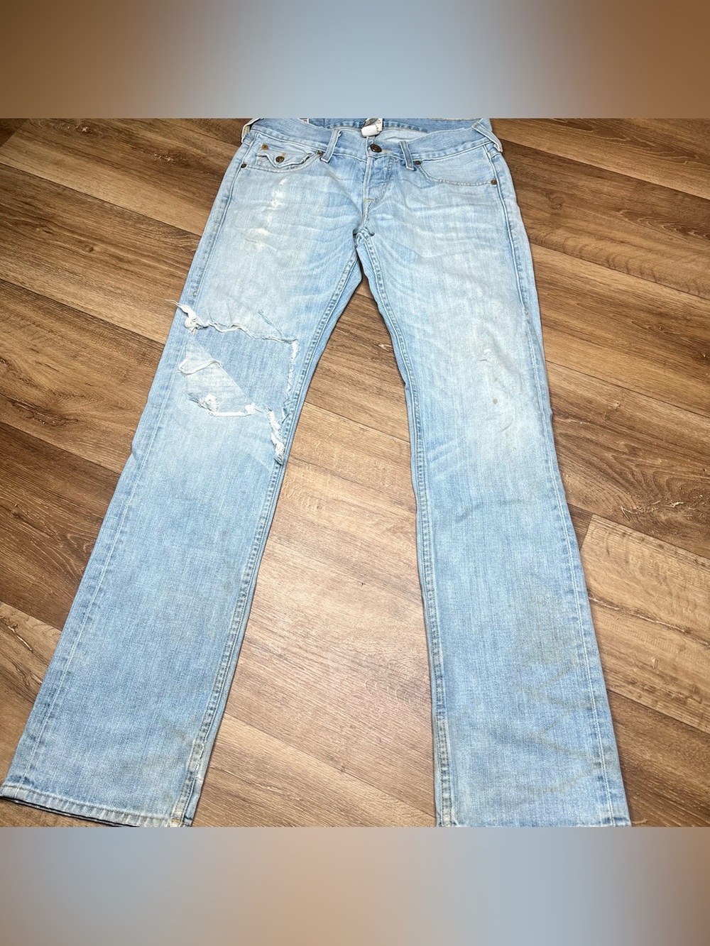 True Religion Jeans Mens 29 Straight Light Wash Cotton Denim Ricky